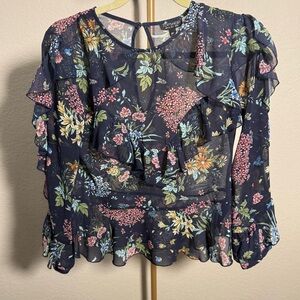 Topshop Floral Sheer Top